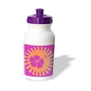   Hawaiian Flower On A Tangerine and Pink Background   Water Bottles