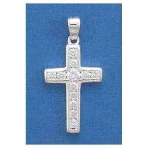   CZ Polished Sterling Silver Pendant, 15/16 in (incl bail) Jewelry