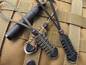   Tactical Gear Lanyards w/Black Skull Beads. Zipper Pulls, Keychain fob