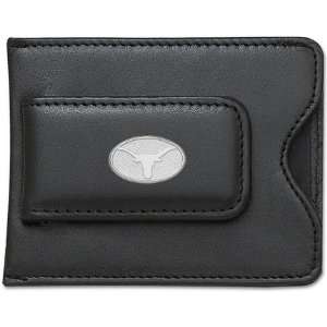   OF TEXAS LONGHORN OVAL BLACK LEATHER MONEY CLIP