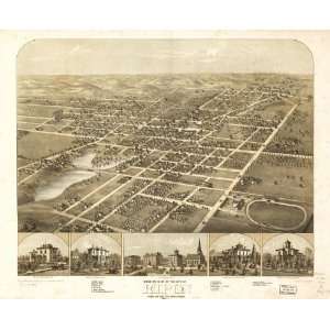  Historic Panoramic Map Birds eye view of the city of Ripon, Fond 