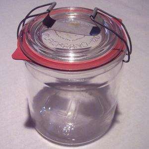 VTG German Weck Flachrand Canning Glass Jar 1 Liter Gasket Metal Clamp 