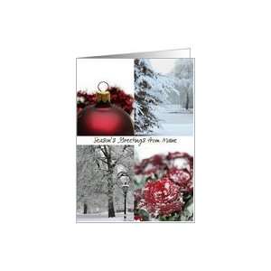 Maine Seasons Greetings   Red Winter collage state specific christmas 