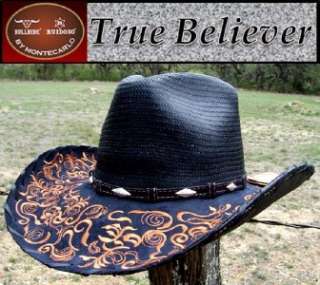 Montecarlo   SHANTUNG PANAMA Straw Western Cowboy Hat  