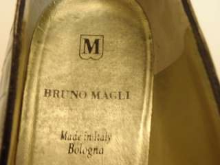 Bruno Magli Italilan Leather shoes flats black croc look 8AA barely 
