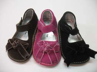 NWT Girls Suede MaryJane Squeaky Shoes w/bow size45678  