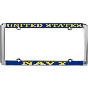  U.S. Navy Thin Rim License Plate Frame (Chrome Metal 