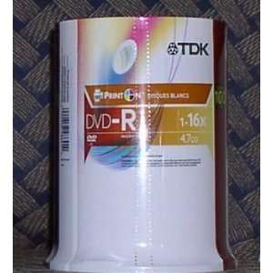  TDK Single Sided 16X DVD R Printable Discs (100 Disc 