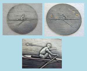 Russian Round Sport rowing boat silver plaque 1940  