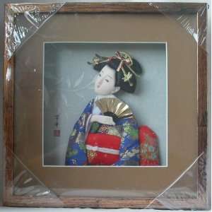  Japanese Geisha Frame Blue Kimono and Fan (SS22)