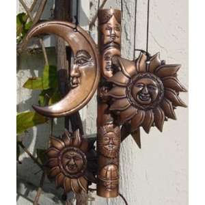 COPPER WIND CHIME CELESTIAL SUN MOON AND STAR 104: Patio 