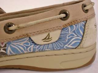 WOMENS SPERRY TOP SIDER SZ: 7 M BROWN LEATHER FLORAL DECK BOAT SHOES 