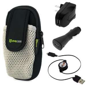 Evecase Universal Sports Armband Case + USB Car Charger + USB Travel 
