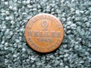 You are bidding on a German State HESSE CASSEL 1843 2 HELLER. Please 