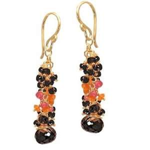   Earrings Clusters of black spinel, pink ruby, and carnelian Jewelry