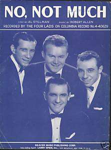 No Not Much 1956 The FOUR LADS on Columbia Sheet Music  