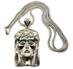 ICED OUT W/GOLD JESUS PIECE PENDANT W/36 FRANCO CHAIN  