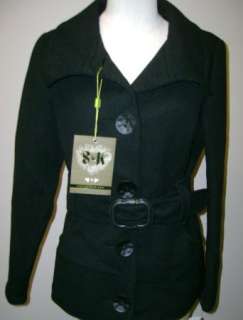 Soia & Kyo Myota o Black Belted Wool Coat NWT $360  