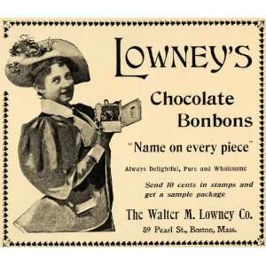 1895 Ad Chocolate Bonbons Walter M Lowney 89 Pearl St   Original Print 