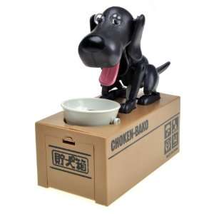  Black Dog Figure Bank Choken Bako Coin Saving Box Toys 
