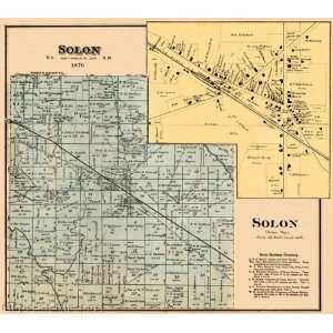  SOLON OHIO (OH/CUYAHOGA COUNTY) LANDOWNER MAP 1876