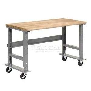   Ash Mobile Work Bench Adjustable Height   1 3/4 Top: Home Improvement