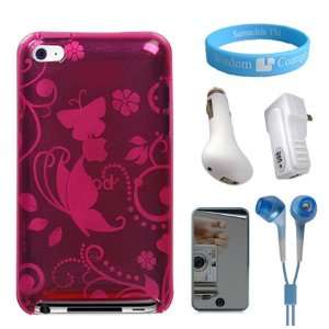 Perfect Fit Cool Molded Silicone Pink Butterfly Case for iPod Touch 4G 