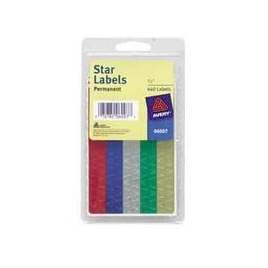  AVE06007   Foil Star Labels, 1/2, 440/PK, Red/Green/ Gold 