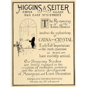  1919 Ad Higgins Seiter China Glass Crystal Tableware 