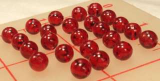 24 Vintage transparent dark red plastic round beads 7mm  