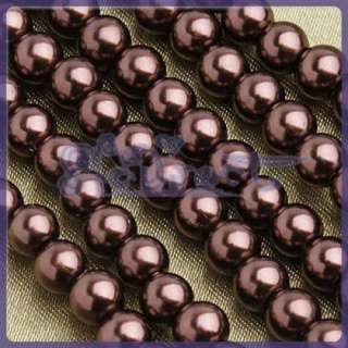 6mm Chocolate Brown Round Glass Pearl Loose Beads 30in.  