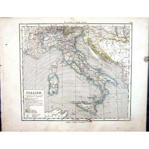    Atlas 1870 Map Italien Italy Sardinia Sicily Corsica
