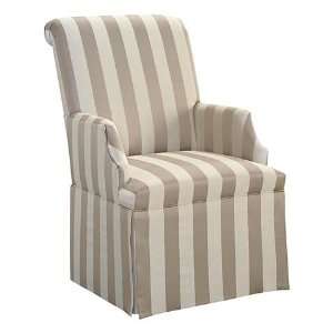 Cream Striped Armed Slipper Chair with Skirt:  Kitchen 
