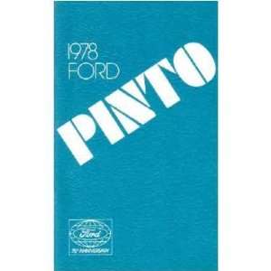  1978 FORD PINTO Owners Manual User Guide: Automotive