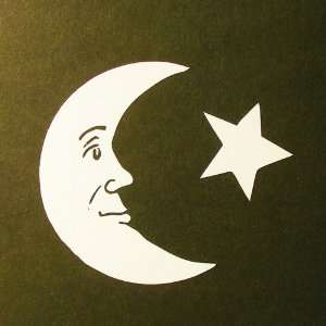  Waning Smiling Moon and Star Decal Patio, Lawn & Garden