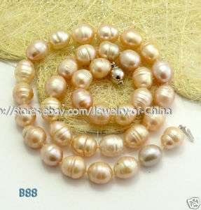 18 singe 10x12mm cultured pearl necklace B88  