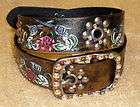 NEW LEATHER HAND PAINTED PISTOLS AND ROSES BELT