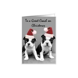  Merry Christmas Coach Boston Terrier Puppies Card Health 