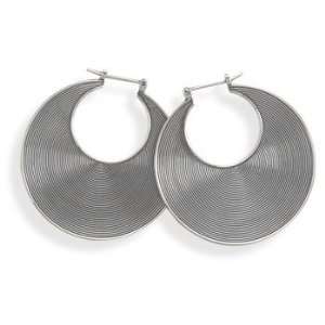  Sterling Silver Oxidized Lined Hoop Earrings: Jewelry