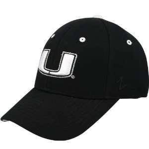   Miami Hurricanes Black Silver Lining Fitted Hat
