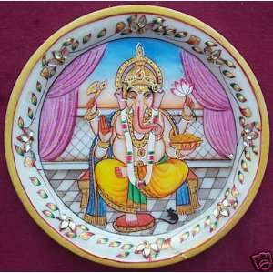 Lord Ganesha Painting on Marble Plate, Elegant & Religious