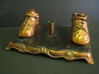 Vintage Copper Dipped Baby Shoes Decorative Paperweight Pen/Pencil 