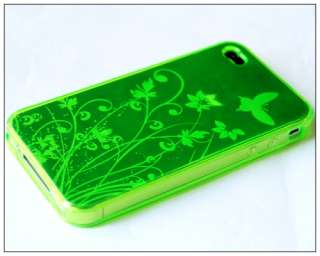 Butterfly TPU Gel Silicone Back Case Cover For iPhone 4 Green  