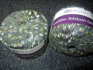 Berlini Ladder Ribbon Glitter Yarn 1 Skein New Jade  