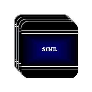 Personal Name Gift   SIBEL Set of 4 Mini Mousepad Coasters (black 