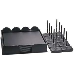   Leather   33 Piece Black Leather Conference Room Set