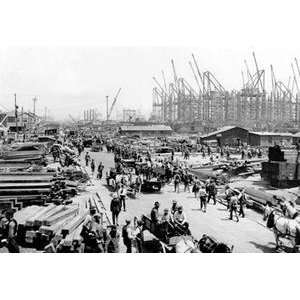 Vintage Art Hog Island   Shipbuilding Yards, Philadelphia, PA   00749 