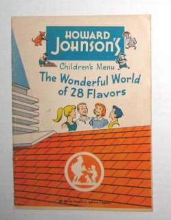HOWARD JOHNSONS 1960 Childrens Menu COMIC BOOK GAMES  