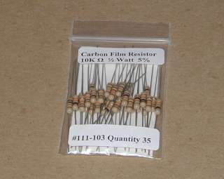 10K Ohm 1/2 Watt 5% Carbon Film Resistors (35pcs)  