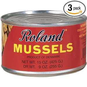 Roland Mussels In Water, Salt Added, 15 Ounce Can (Pack of 3)  